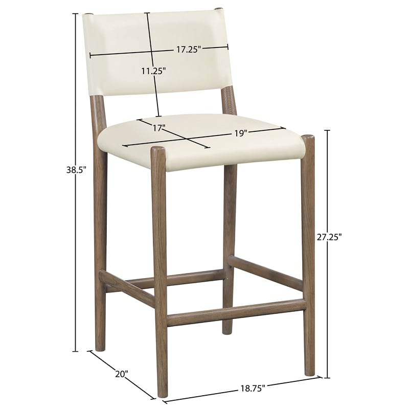 Meridian Furniture Andie Cream Vegan Leather Counter Stool