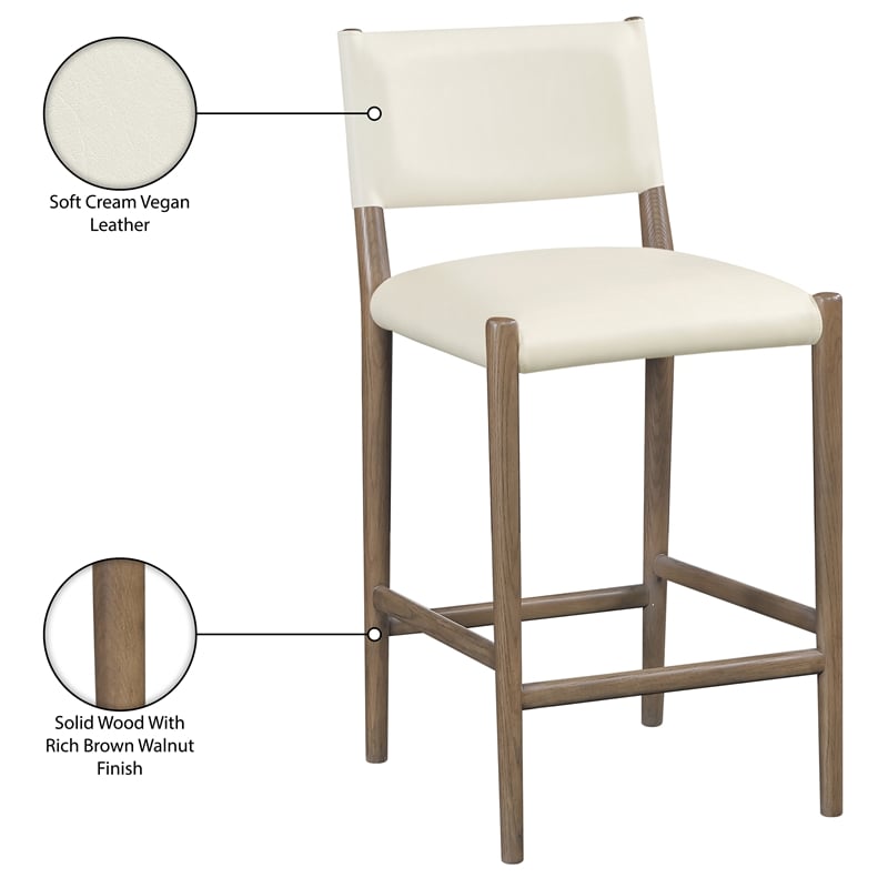 Meridian Furniture Andie Cream Vegan Leather Counter Stool
