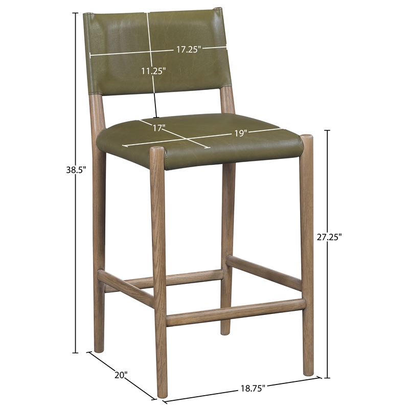 Meridian Furniture Andie Olive Vegan Leather Counter Stool