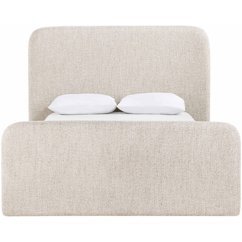 Meridian Furniture Fira Beige Linen Textured Fabric Queen Bed