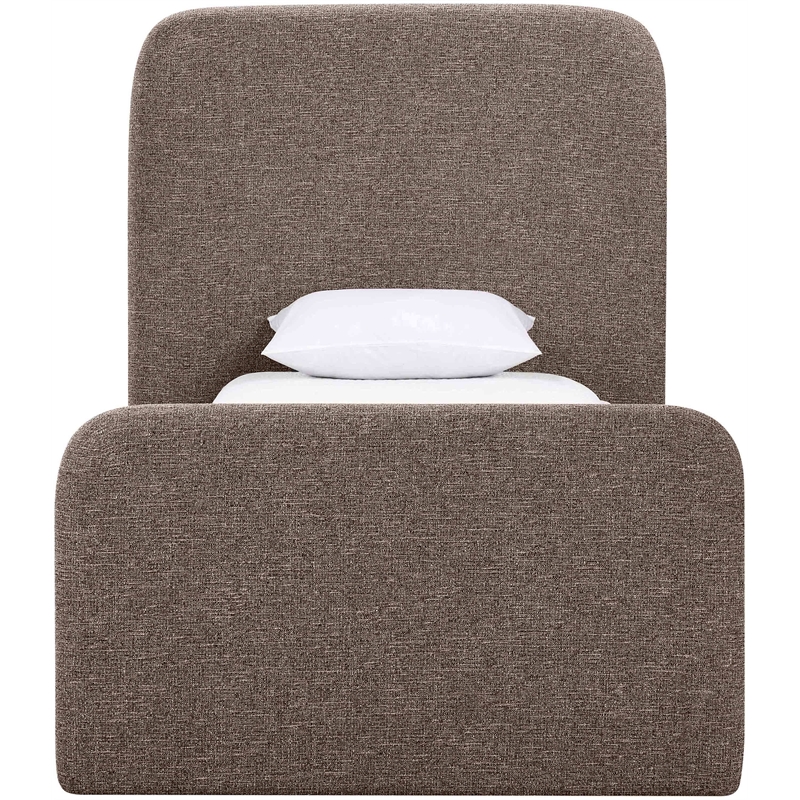 Meridian Furniture Fira Brown Linen Textured Fabric Twin Bed