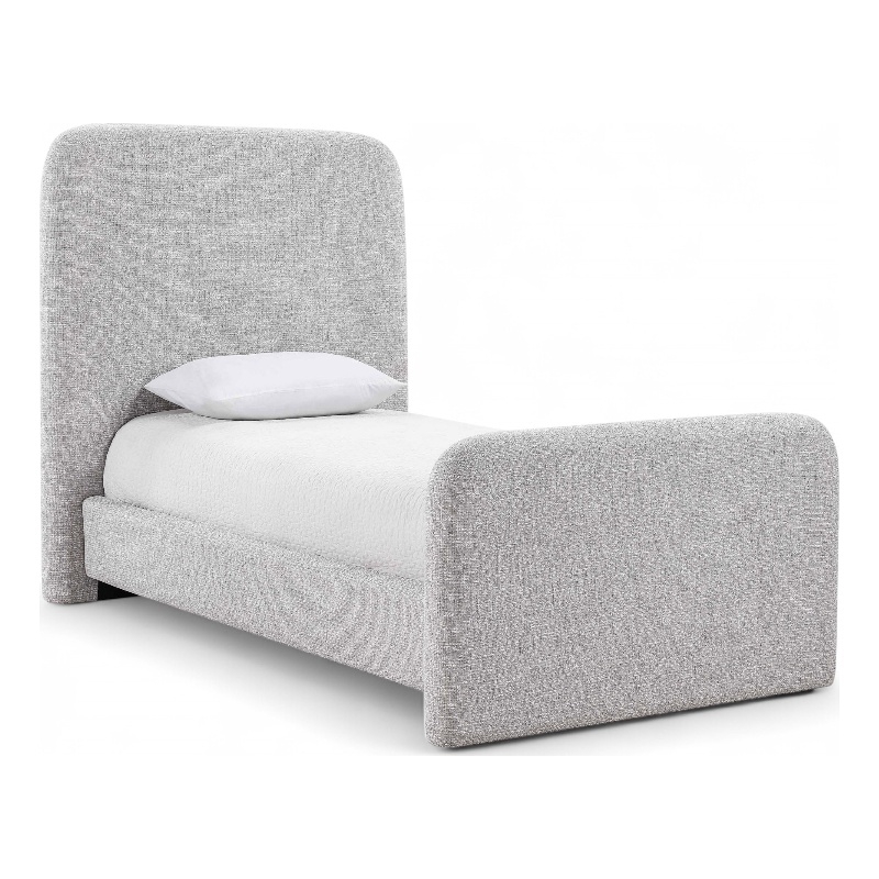 Meridian Furniture Fira Grey Linen Textured Fabric Twin Bed
