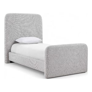 Meridian Furniture Fira Grey Linen Textured Fabric Twin Bed