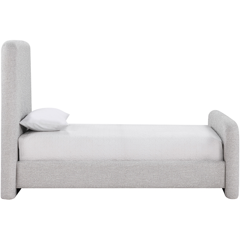Meridian Furniture Fira Grey Linen Textured Fabric Twin Bed