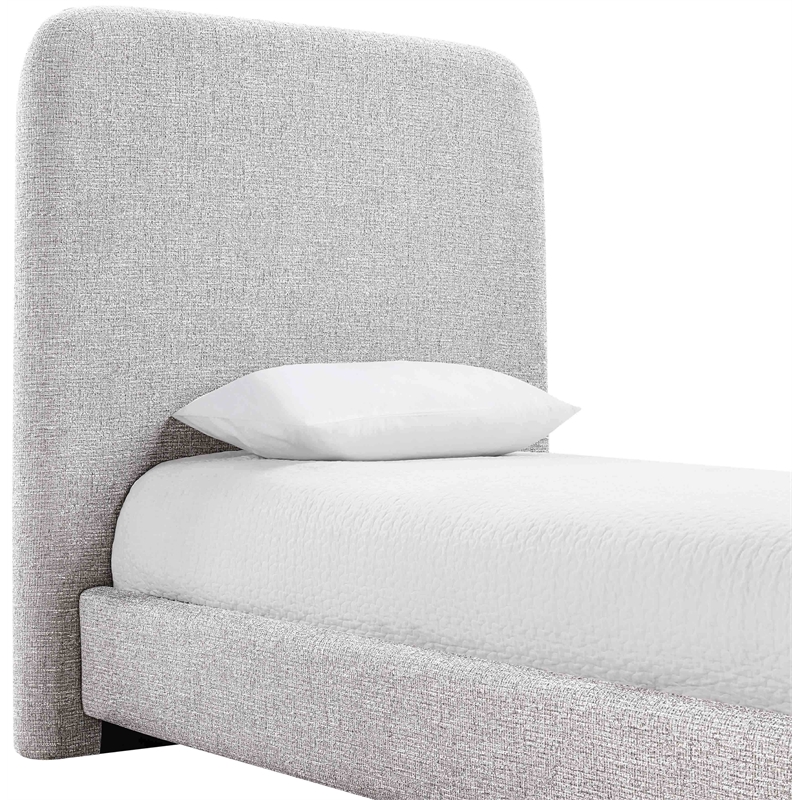 Meridian Furniture Fira Grey Linen Textured Fabric Twin Bed