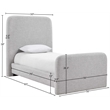 Meridian Furniture Fira Grey Linen Textured Fabric Twin Bed