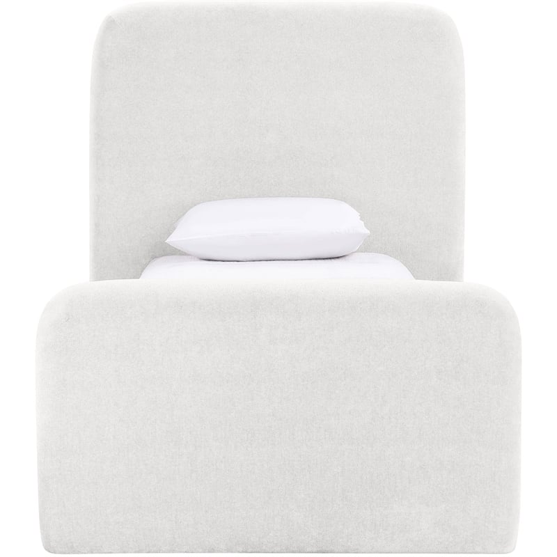 Meridian Furniture Fira Cream Chenille Fabric Twin Bed