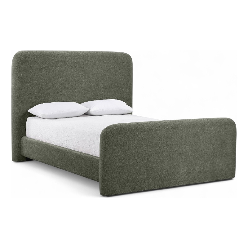 Meridian Furniture Fira Green Chenille Fabric King Bed