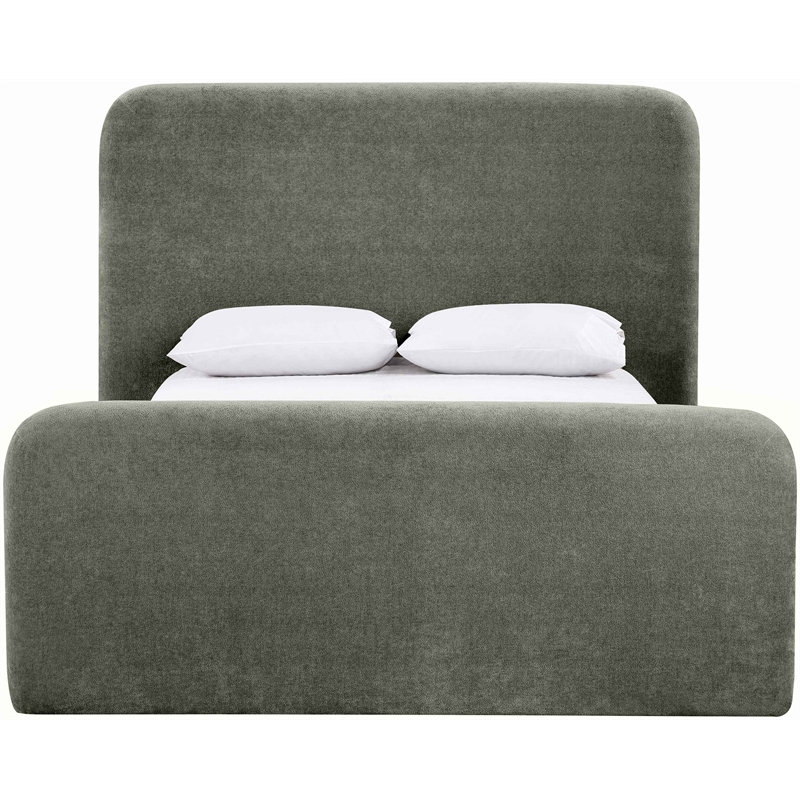 Meridian Furniture Fira Green Chenille Fabric Queen Bed