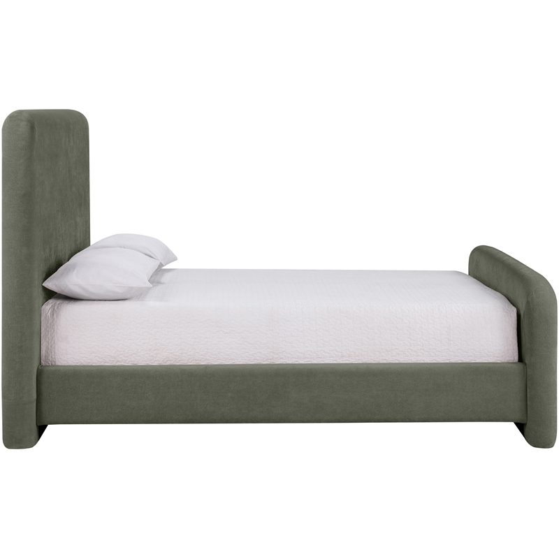 Meridian Furniture Fira Green Chenille Fabric Queen Bed