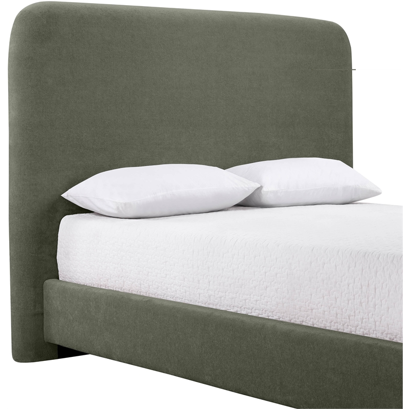 Meridian Furniture Fira Green Chenille Fabric Queen Bed