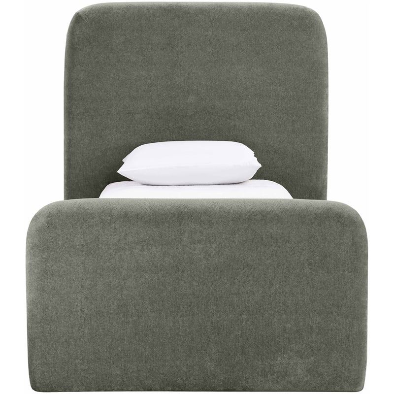 Meridian Furniture Fira Green Chenille Fabric Twin Bed