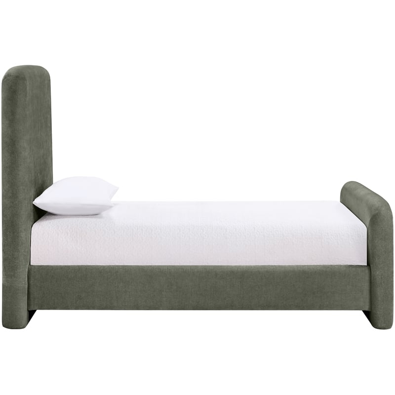 Meridian Furniture Fira Green Chenille Fabric Twin Bed