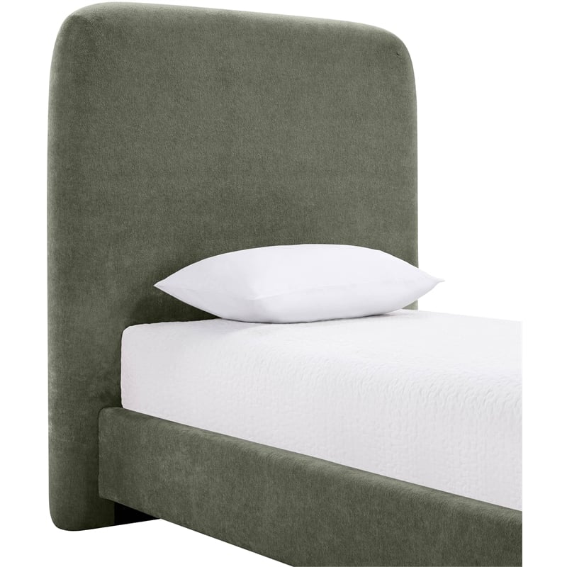 Meridian Furniture Fira Green Chenille Fabric Twin Bed