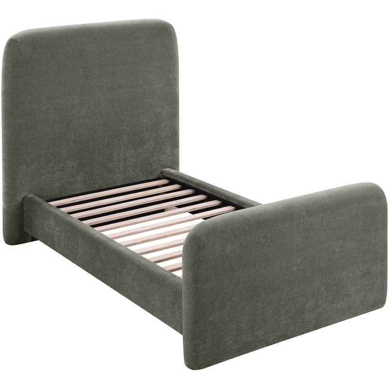 Meridian Furniture Fira Green Chenille Fabric Twin Bed
