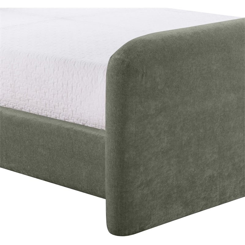 Meridian Furniture Fira Green Chenille Fabric Twin Bed