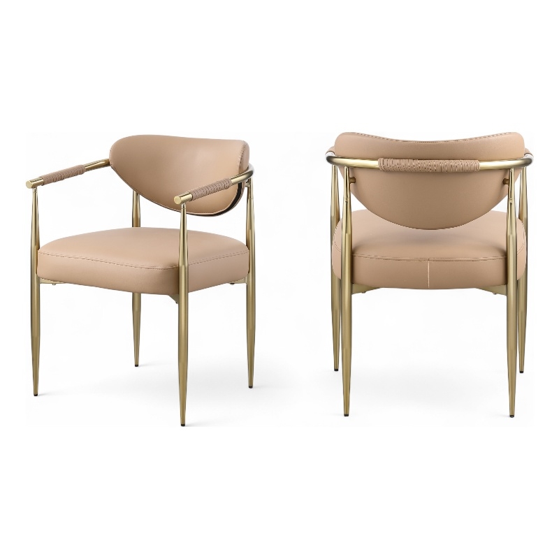 Meridian Furniture Virella Tan Vegan Leather Upholstered Dining Chair (Set of 2)