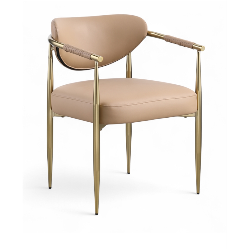 Meridian Furniture Virella Tan Vegan Leather Upholstered Dining Chair (Set of 2)