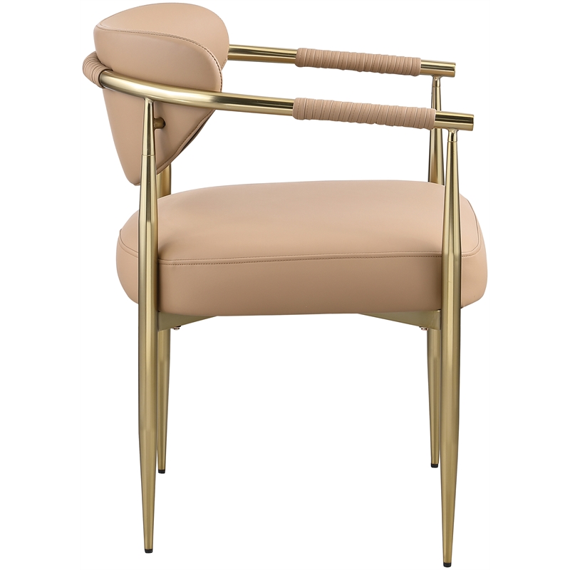 Meridian Furniture Virella Tan Vegan Leather Upholstered Dining Chair (Set of 2)