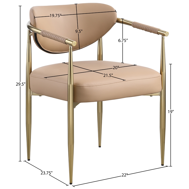 Meridian Furniture Virella Tan Vegan Leather Upholstered Dining Chair (Set of 2)