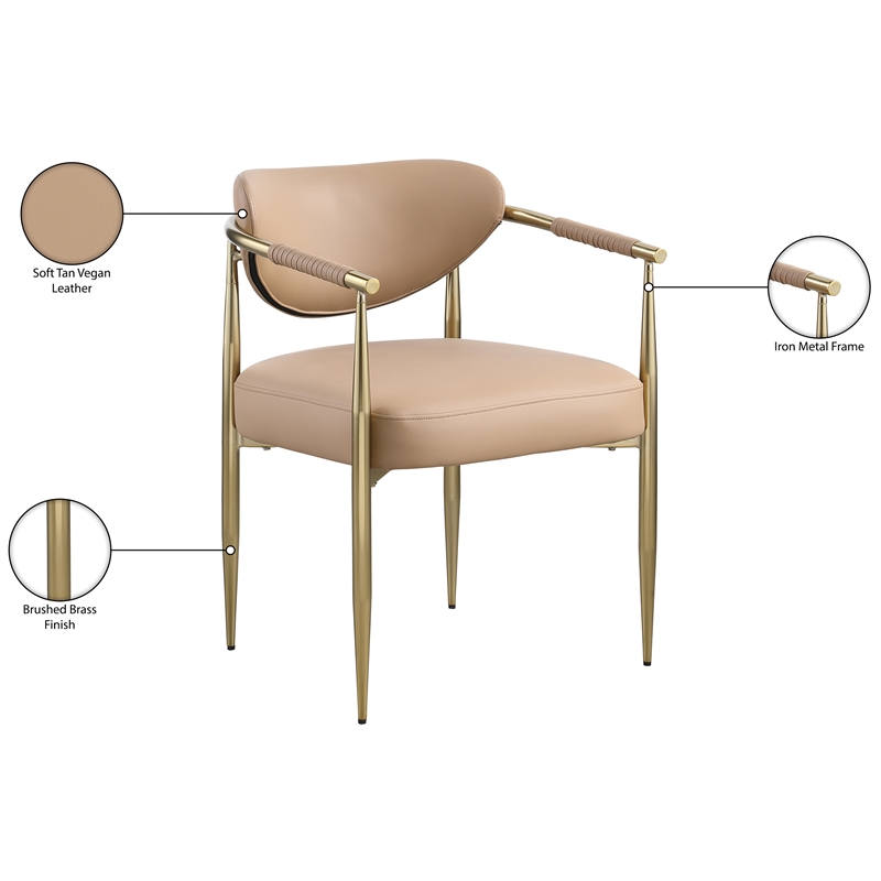 Meridian Furniture Virella Tan Vegan Leather Upholstered Dining Chair (Set of 2)