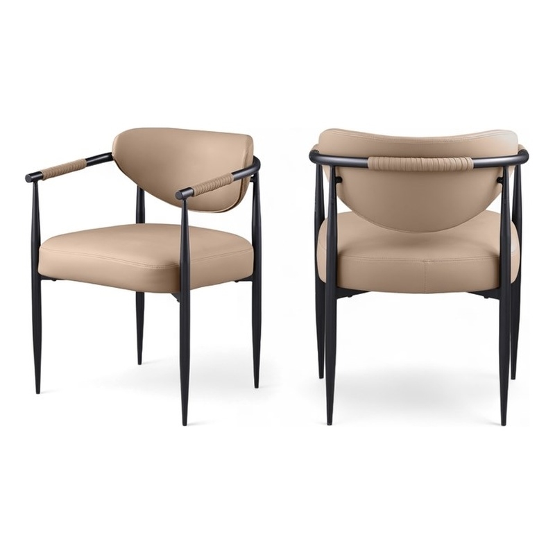 Meridian Furniture Virella Tan Vegan Leather Upholstered Dining Chair (Set of 2)