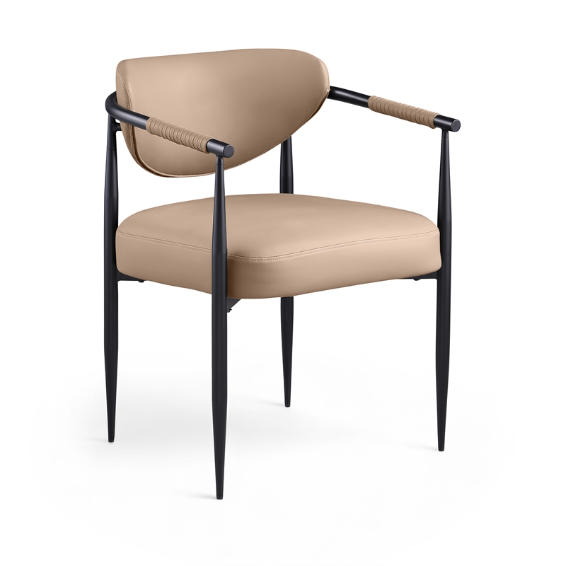 Meridian Furniture Virella Tan Vegan Leather Upholstered Dining Chair (Set of 2)