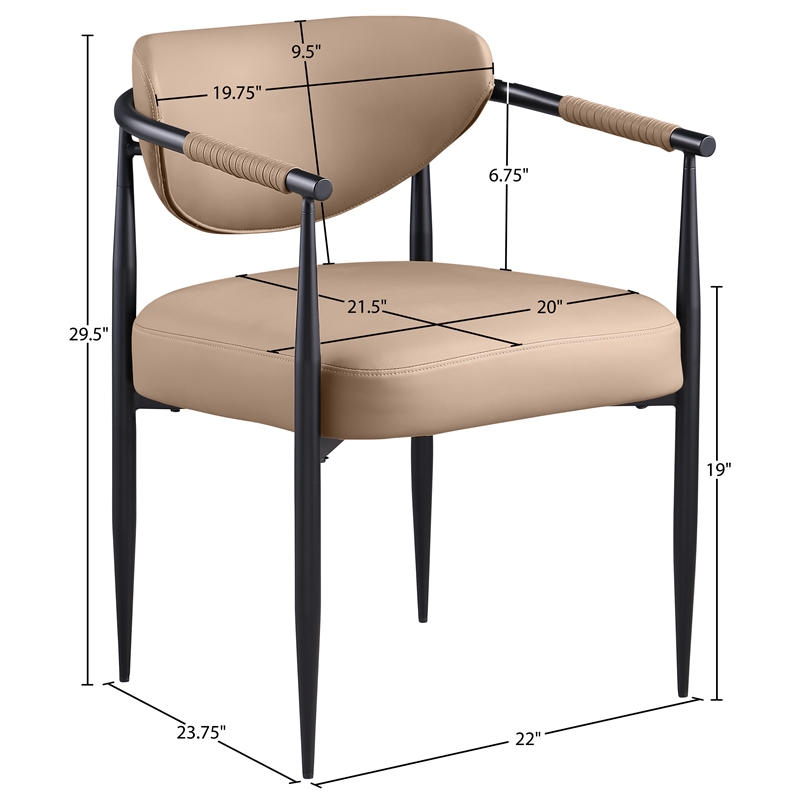 Meridian Furniture Virella Tan Vegan Leather Upholstered Dining Chair (Set of 2)