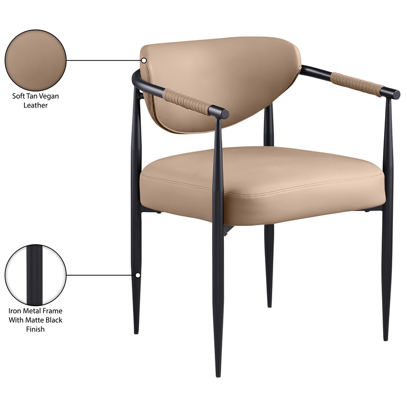 Meridian Furniture Virella Tan Vegan Leather Upholstered Dining Chair (Set of 2)