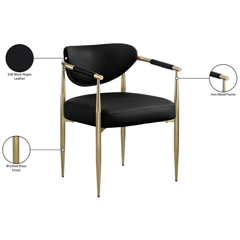 Meridian Furniture Virella Black Vegan Leather Dining Chair (Set of 2)