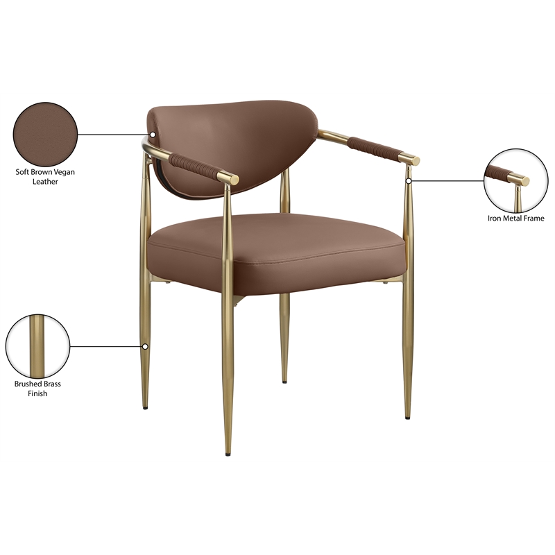 Meridian Furniture Virella Brown Vegan Leather Dining Chair (Set of 2)