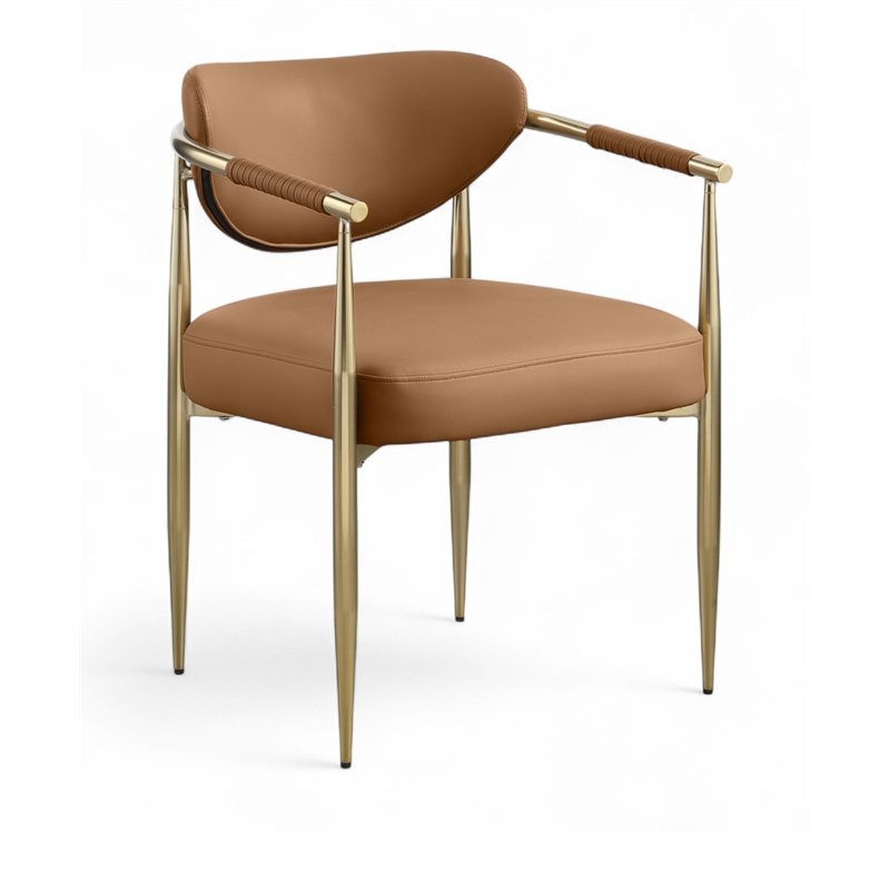 Meridian Furniture Virella Cognac Vegan Leather Dining Chair (Set of 2)