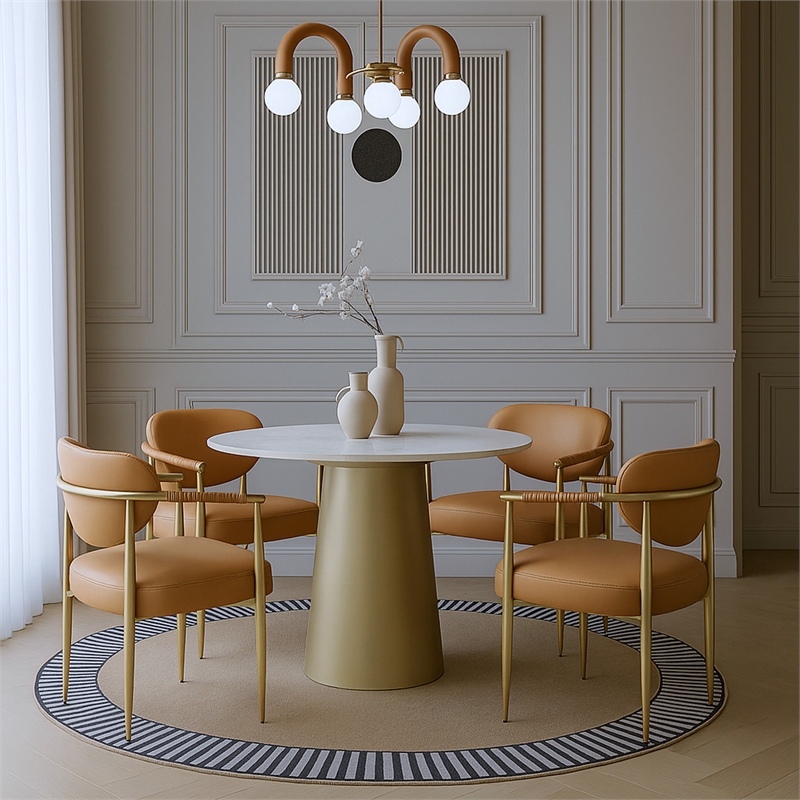 Meridian Furniture Virella Cognac Vegan Leather Dining Chair (Set of 2)