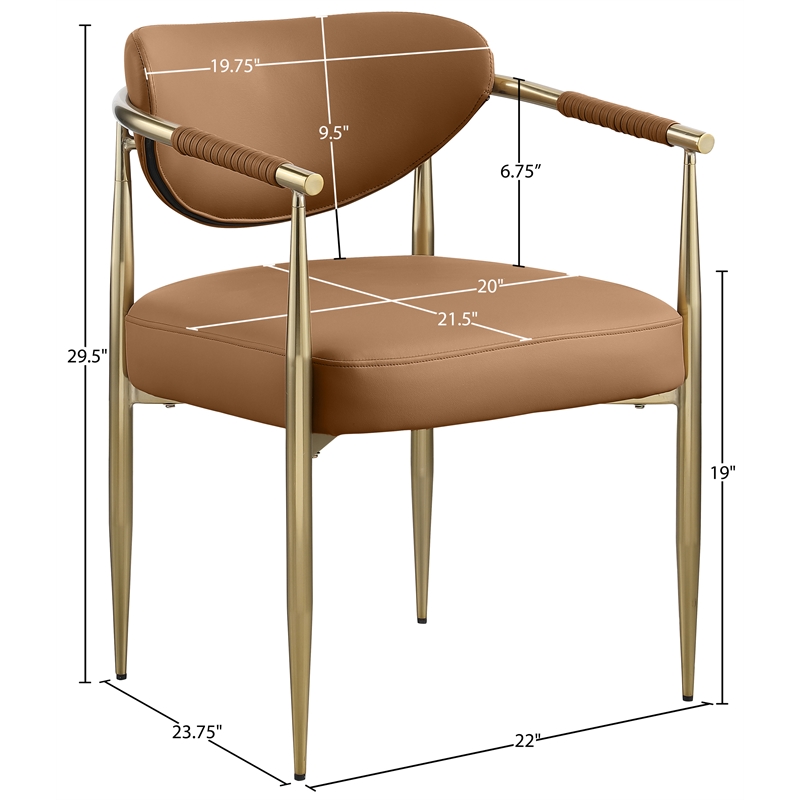 Meridian Furniture Virella Cognac Vegan Leather Dining Chair (Set of 2)