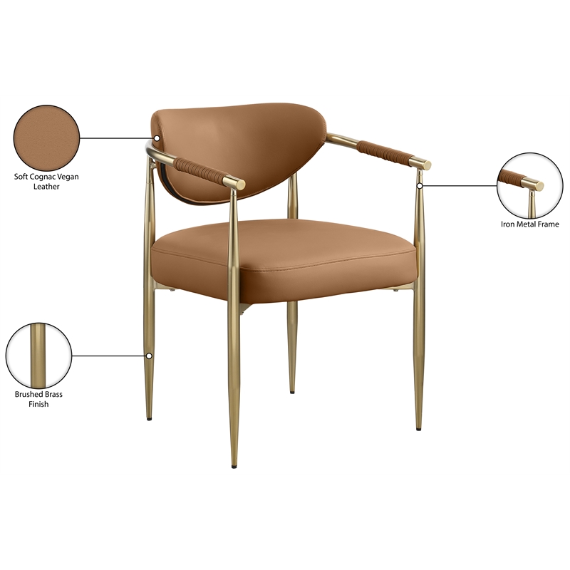 Meridian Furniture Virella Cognac Vegan Leather Dining Chair (Set of 2)