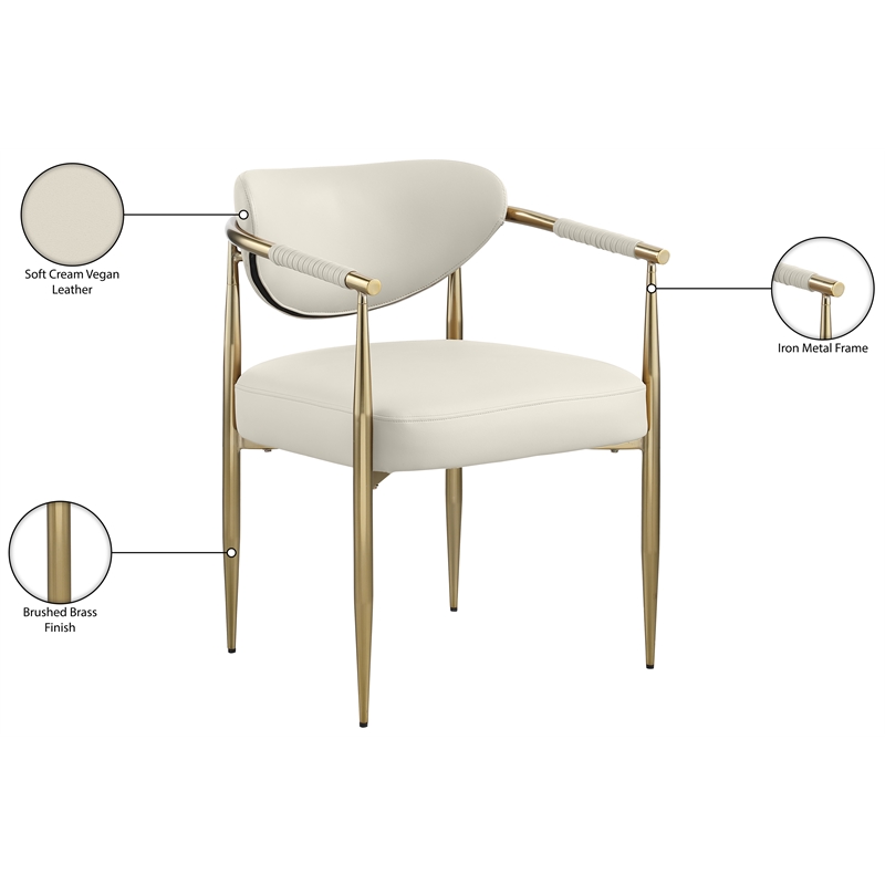 Meridian Furniture Virella Cream Vegan Leather Dining Chair (Set of 2)