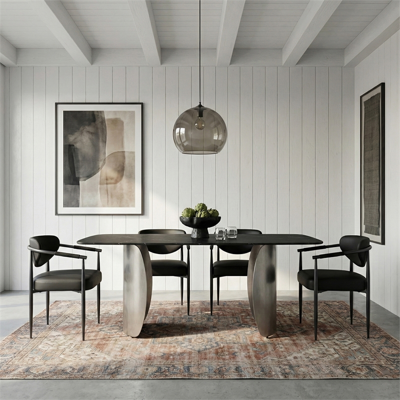 Meridian Furniture Virella Black Vegan Leather Dining Chair (Set of 2)