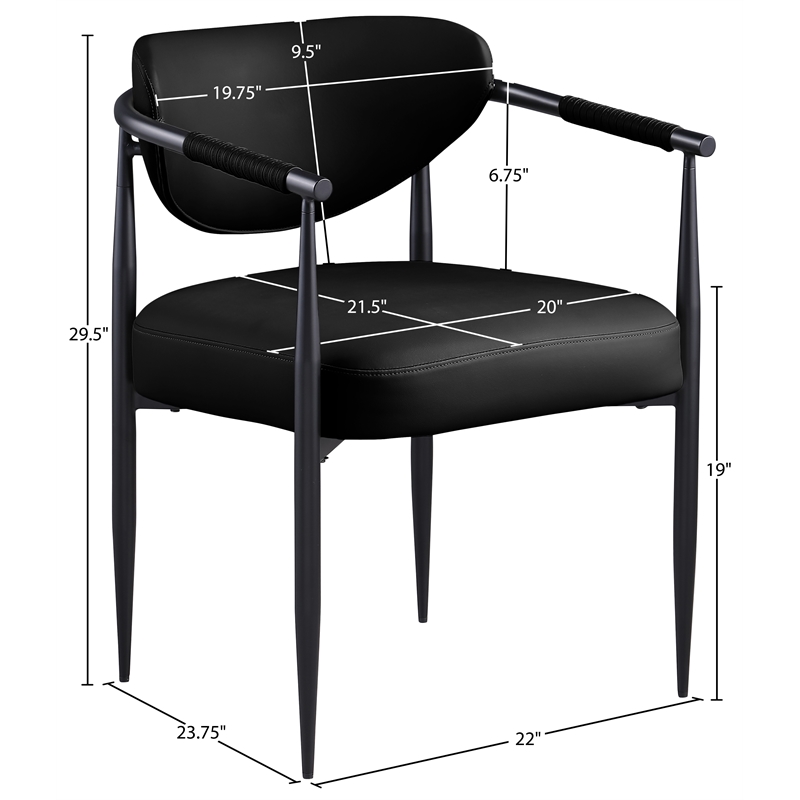 Meridian Furniture Virella Black Vegan Leather Dining Chair (Set of 2)