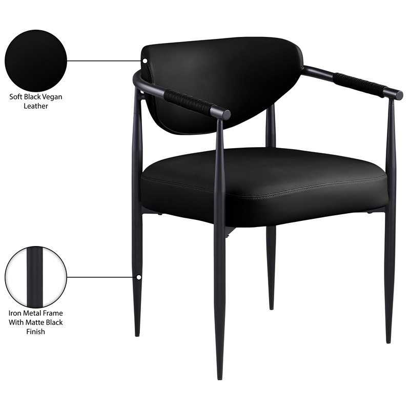 Meridian Furniture Virella Black Vegan Leather Dining Chair (Set of 2)