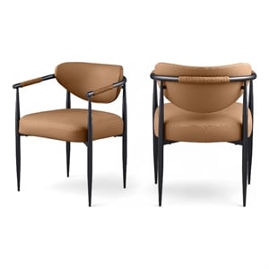 Meridian Furniture Virella Cognac Vegan Leather Dining Chair (Set of 2)