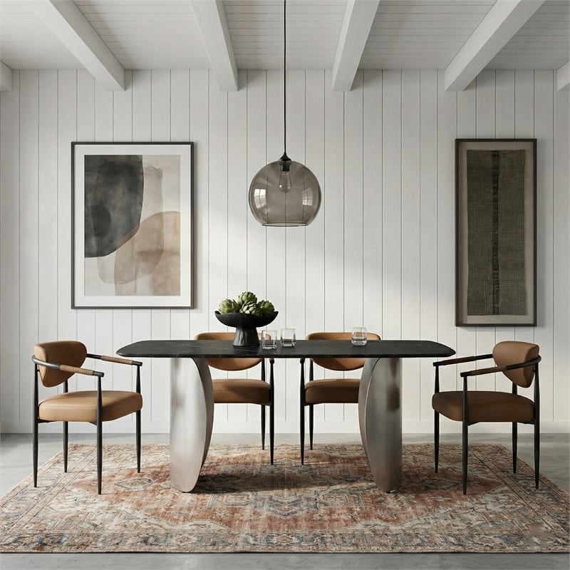 Meridian Furniture Virella Cognac Vegan Leather Dining Chair (Set of 2)