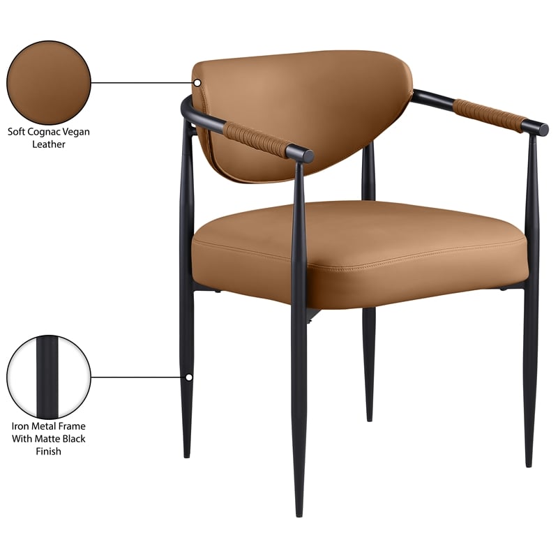 Meridian Furniture Virella Cognac Vegan Leather Dining Chair (Set of 2)