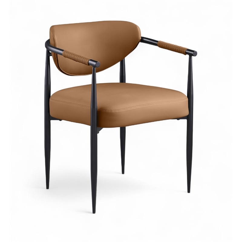 Meridian Furniture Virella Cognac Vegan Leather Dining Chair (Set of 2)