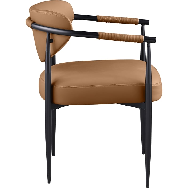 Meridian Furniture Virella Cognac Vegan Leather Dining Chair (Set of 2)