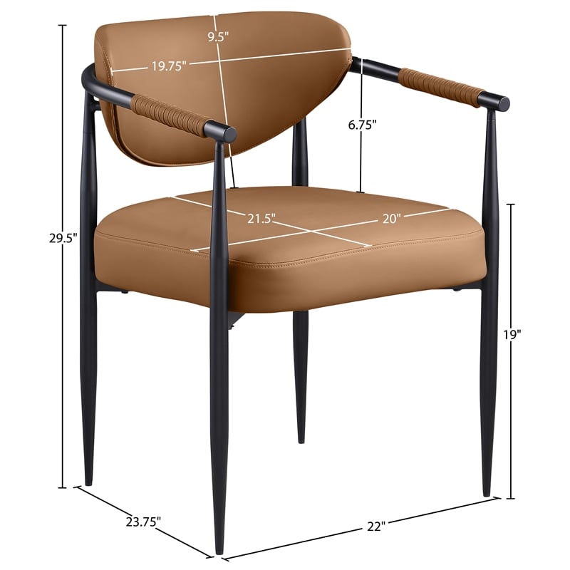 Meridian Furniture Virella Cognac Vegan Leather Dining Chair (Set of 2)