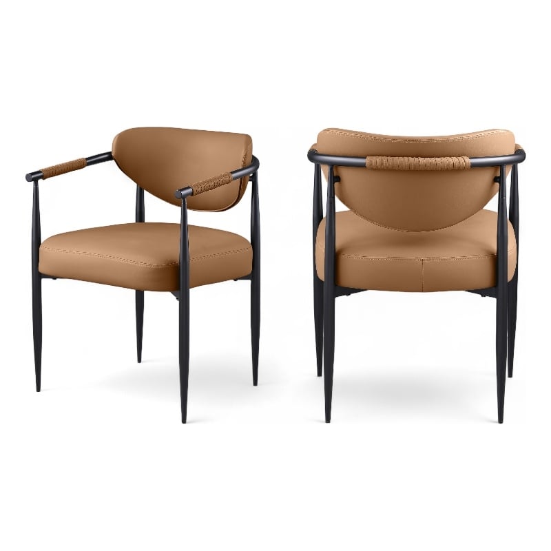 Meridian Furniture Virella Cognac Vegan Leather Dining Chair (Set of 2)