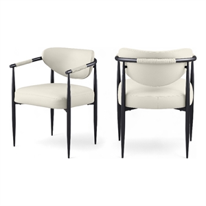 Meridian Furniture Virella Cream Vegan Leather Dining Chair (Set of 2)