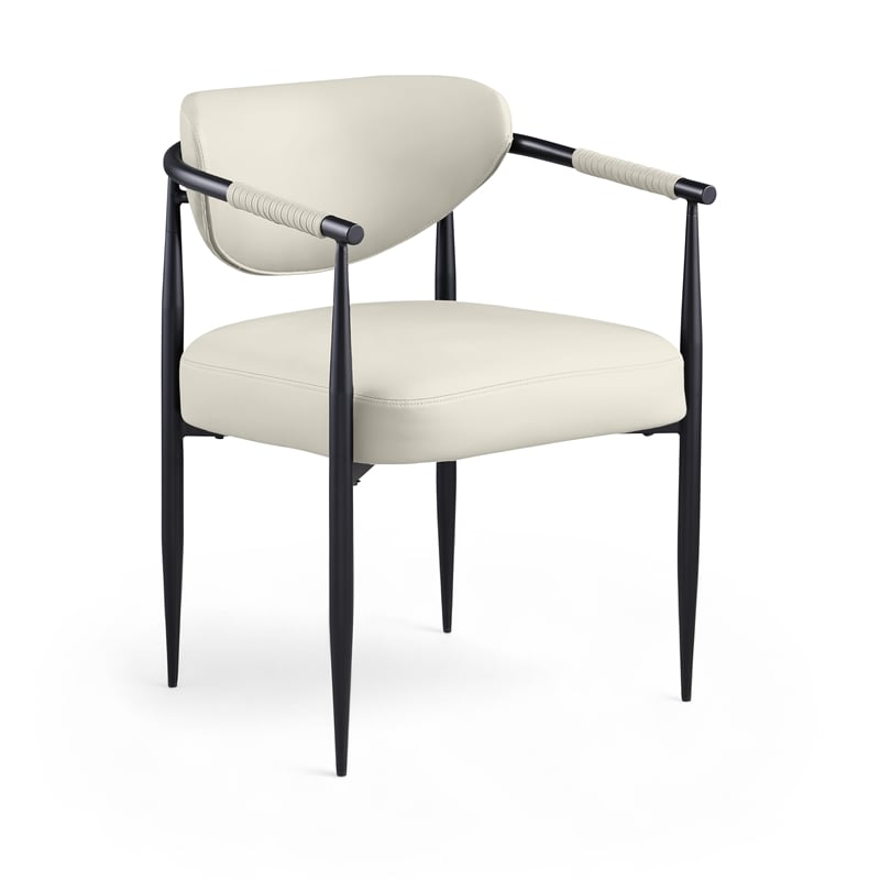 Meridian Furniture Virella Cream Vegan Leather Dining Chair (Set of 2)