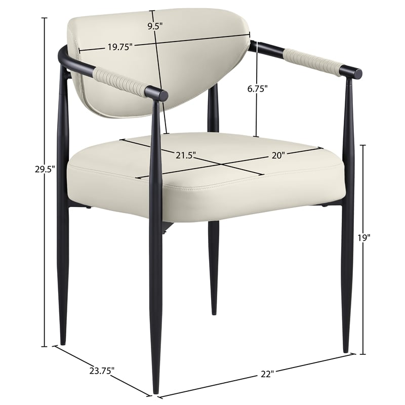 Meridian Furniture Virella Cream Vegan Leather Dining Chair (Set of 2)