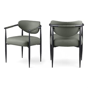 Meridian Furniture Virella Olive Vegan Leather Dining Chair (Set of 2)